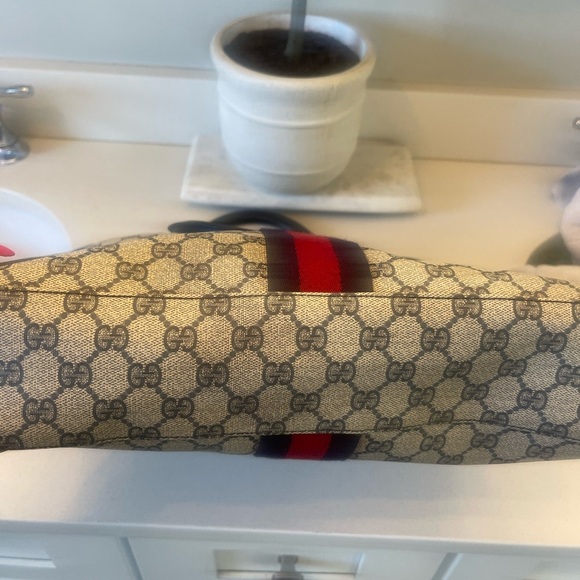 GUGGI MONOGRAM GG LARGE SHOPPER TOTE! Navy red! STUNNING!!!! - Picture 10 of 14